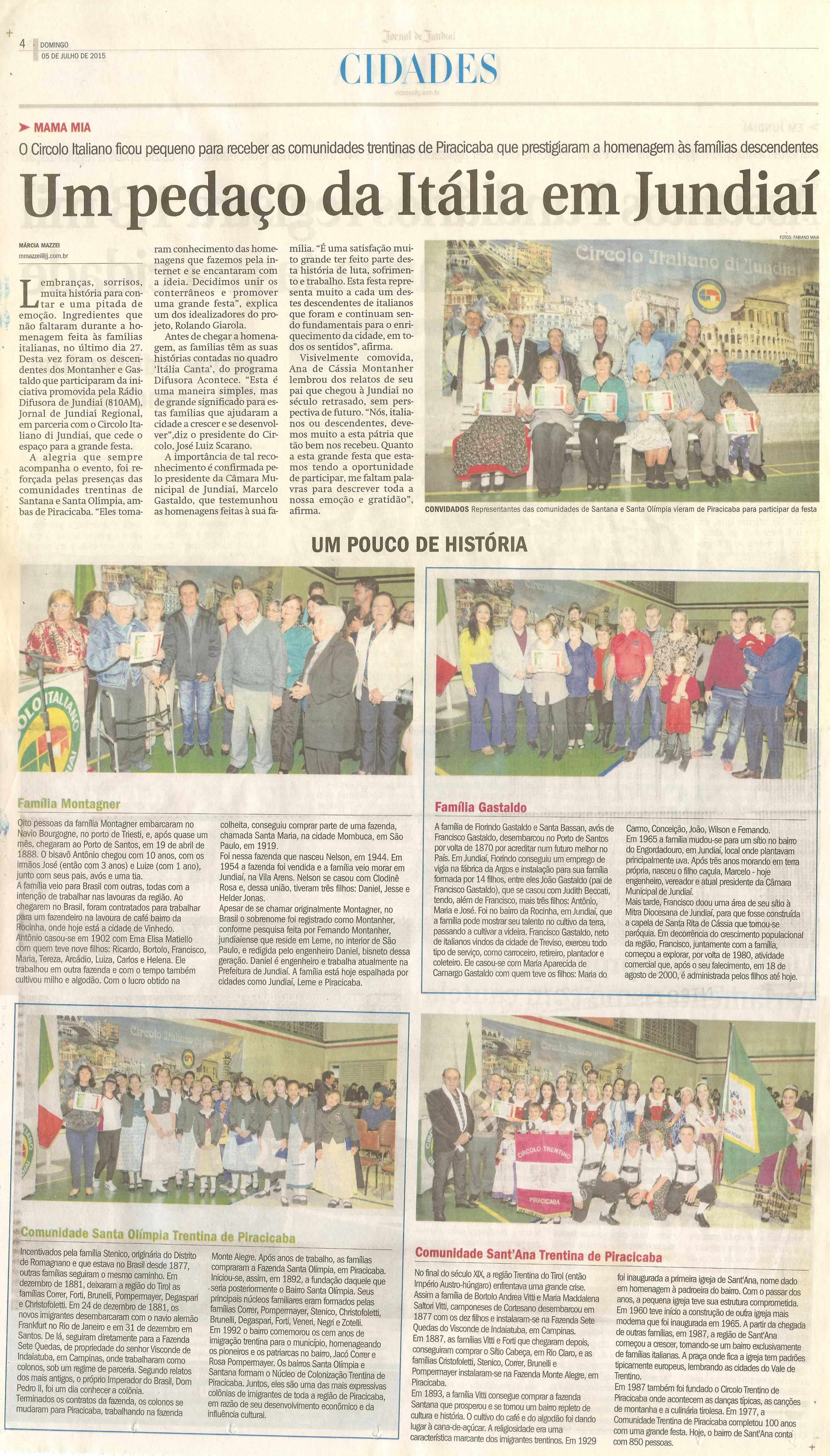 JJ - 05/07/15 - pg 4 - cidades - Um pedaço da Itália em Jundiaí - 