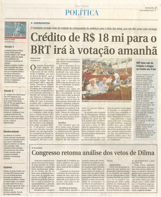  JJ - 05/10/15 - pg 3 - Política - Crédito de R$18 mi para o BRT irá à votação amanhã - Pela Ordem.