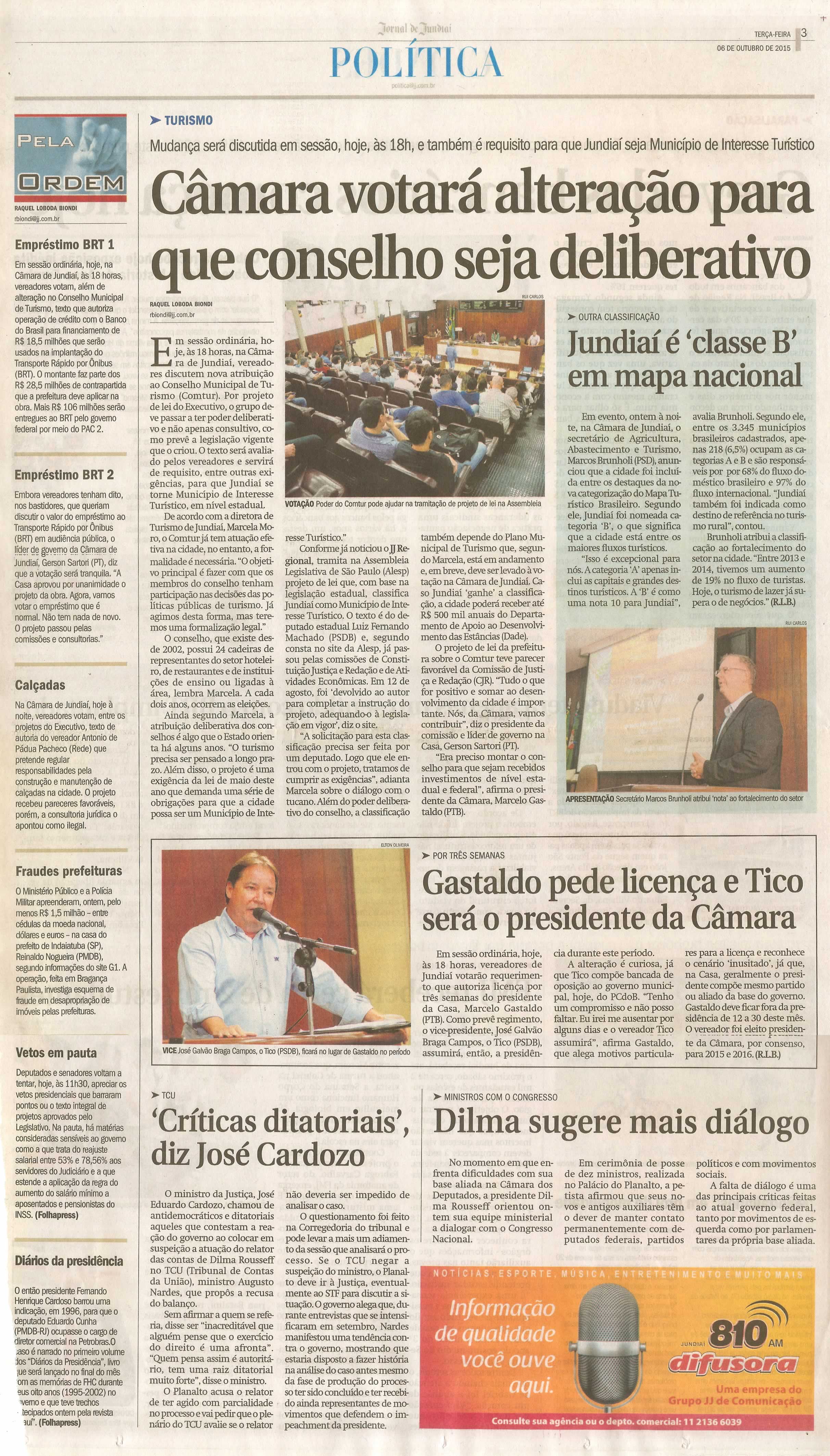  JJ - 06/10/15 - pg 3 - Política - Câmara votará alteração para que conselho seja deliberativo - Pela Ordem.
