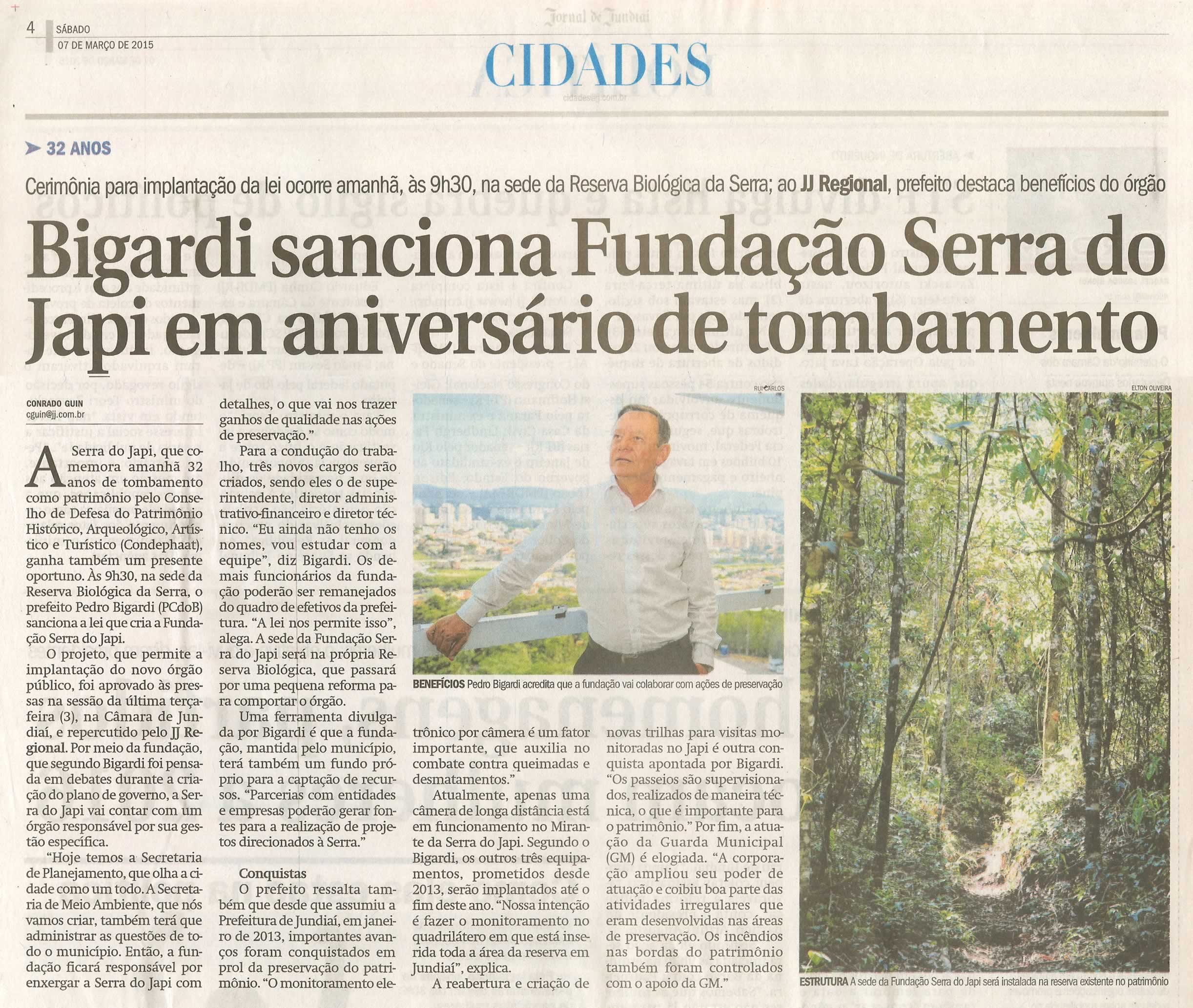 JJ - 07/03/15 - pg 4 - cidades - Bigardi sanciona Fundação Serra do Japi em aniversário de tombamento -