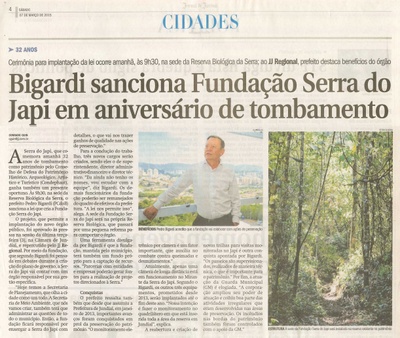 JJ - 07/03/15 - pg 4 - cidades - Bigardi sanciona Fundação Serra do Japi em aniversário de tombamento -