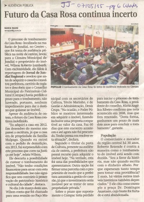 JJ - 07/05/15 - pg 6 - Cidades - Futuro da Casa Rosa continua incerto -