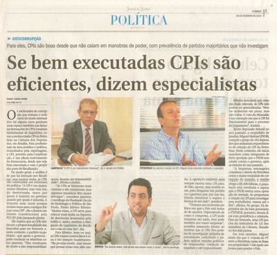 JJ - 08/02/15 - pg 3 - política - Se bem executadas CPIs são eficientes, dizem especialistas -