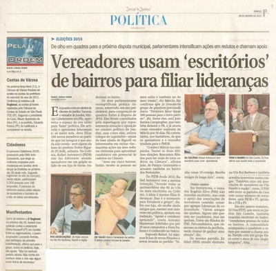 JJ - 08/08/15 - pg 3 - política - Vereadores usam escritórios de bairros para filiar lideranças -