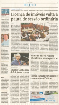 JJ - 08/12/15 - pg 3 - política - Licença de imóveis volta à pauta de sessão ordinária - 