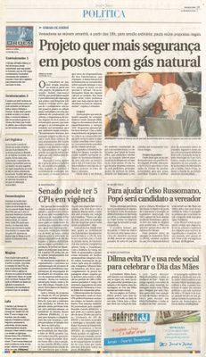 JJ - 11/05/15 - pg 3 - política - Projeto quer mais segurança em postos com gás natural -
