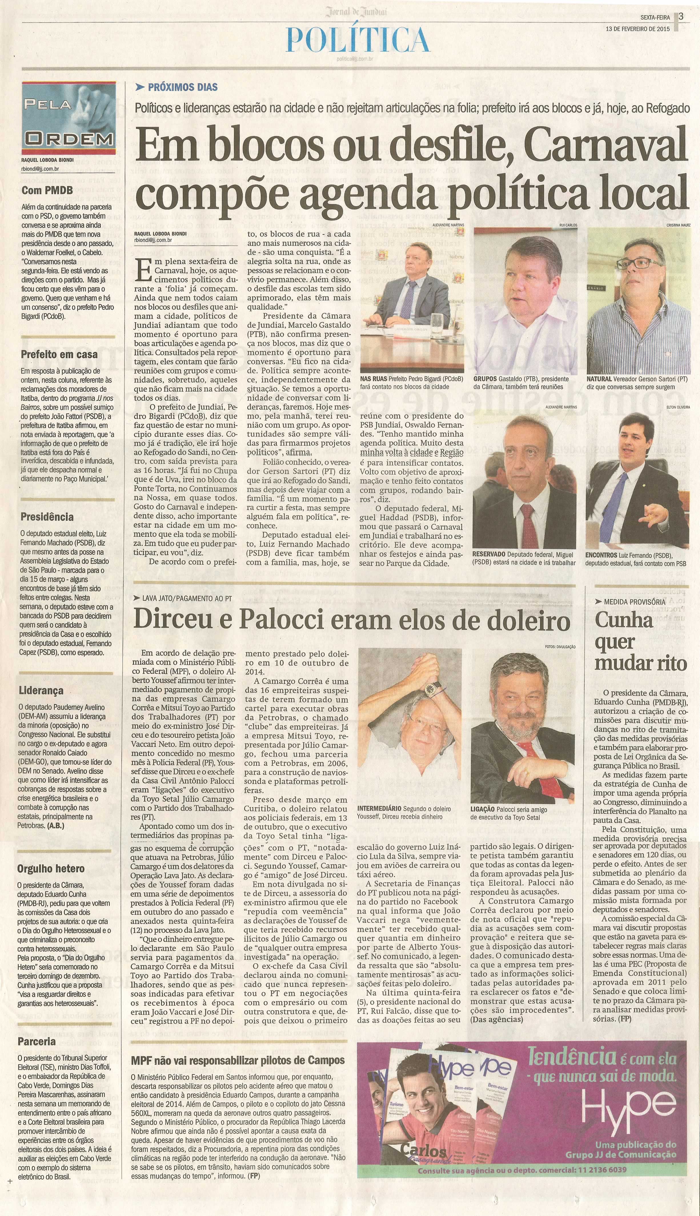 JJ - 13/02/15 - pg 3 - política - em blocos ou desfile, carnaval compõe agenda política local - 