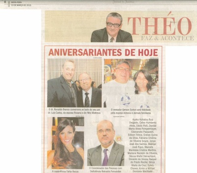 JJ - 13/03/15 - pg 8 - Theo faz e acontece - Aniversariantes de hoje - 