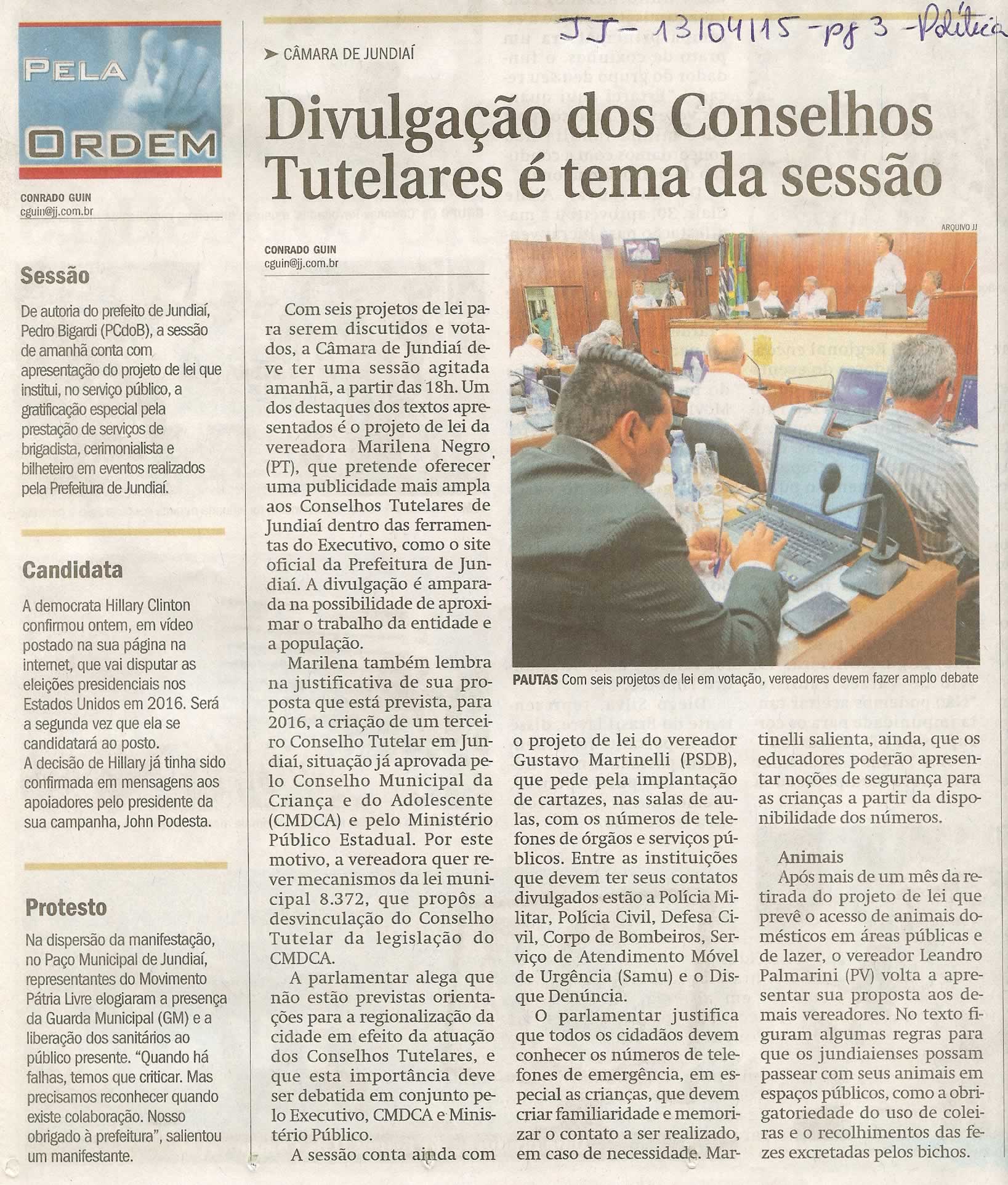 JJ - 13/04/15 - pg 4 - política - Divulgação dos conselhos tutelares é tema da sessão - 