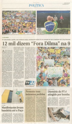 JJ - 16/03/15 - pg 3 - política - 12 mil dizem Fora Dilma na 9 - 