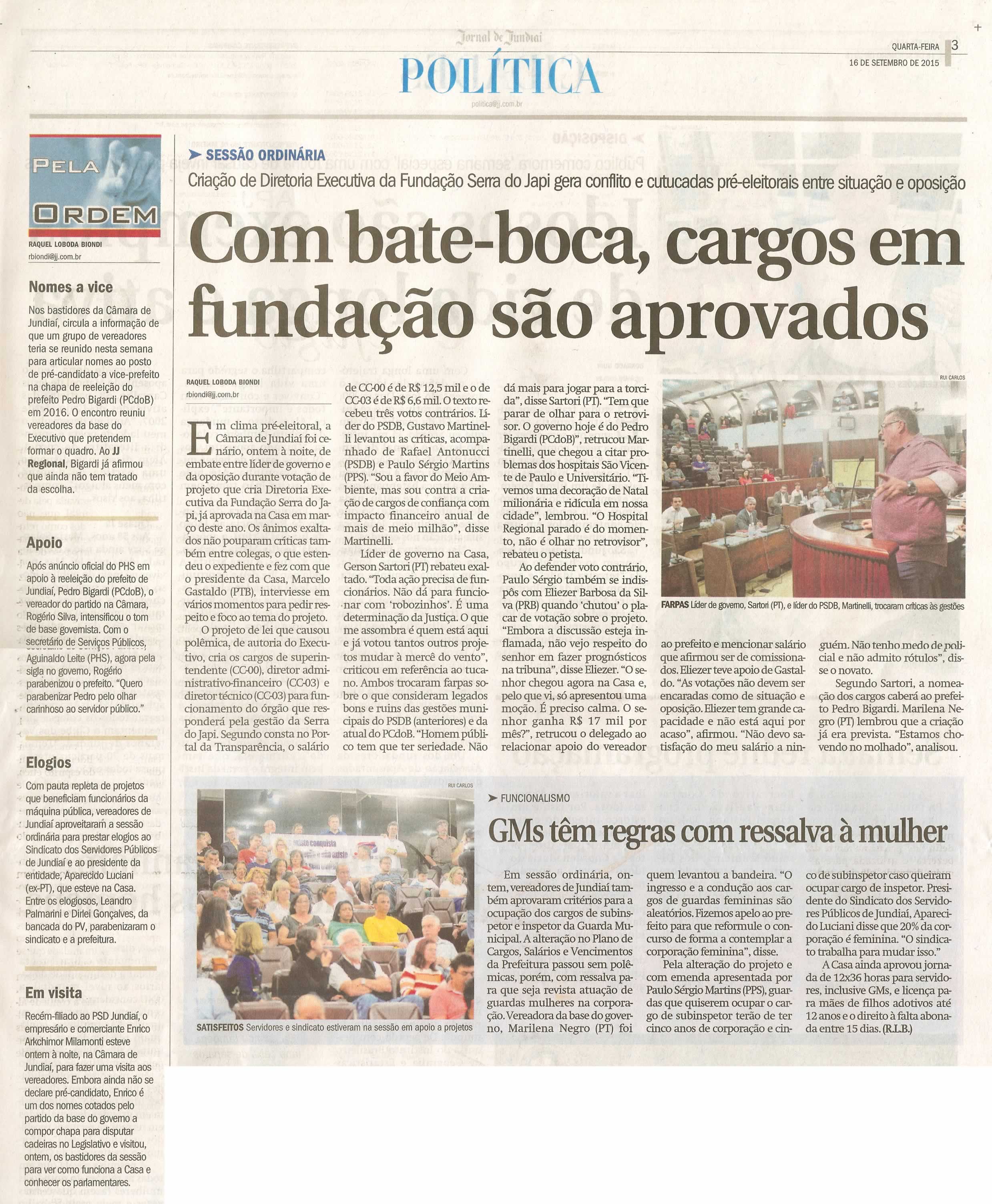  JJ - 16/09/15 - pg 3 - Política - Com bate-boca, cargos em fundação são aprovados - Pela Ordem.