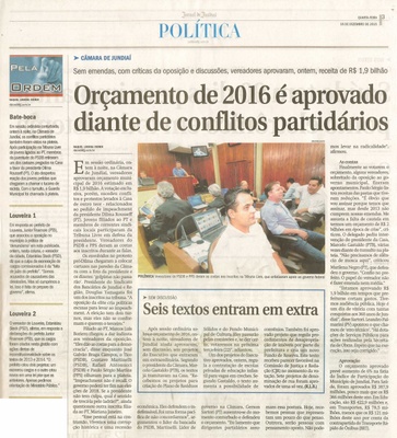  JJ - 16/12/15 - pg 3 - Política - Orçamento de 2016 é aprovado diante de conflitos partidários - Seis textos entram em extra - Pela Ordem.