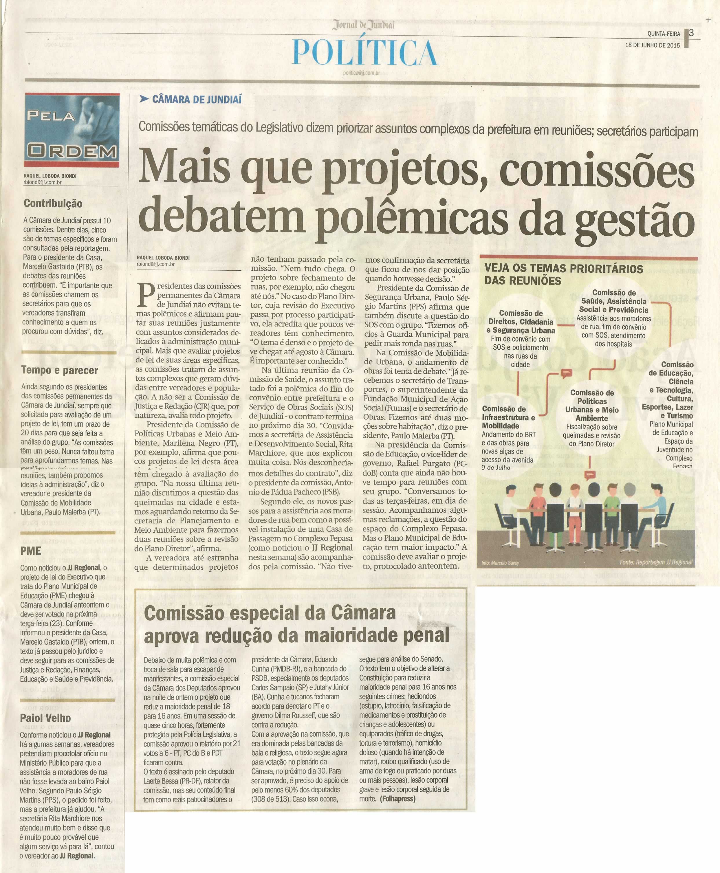 JJ - 18/06/15 - pg 3 - política - Mais que projetos, comissões debatem polêmicas da gestão - 