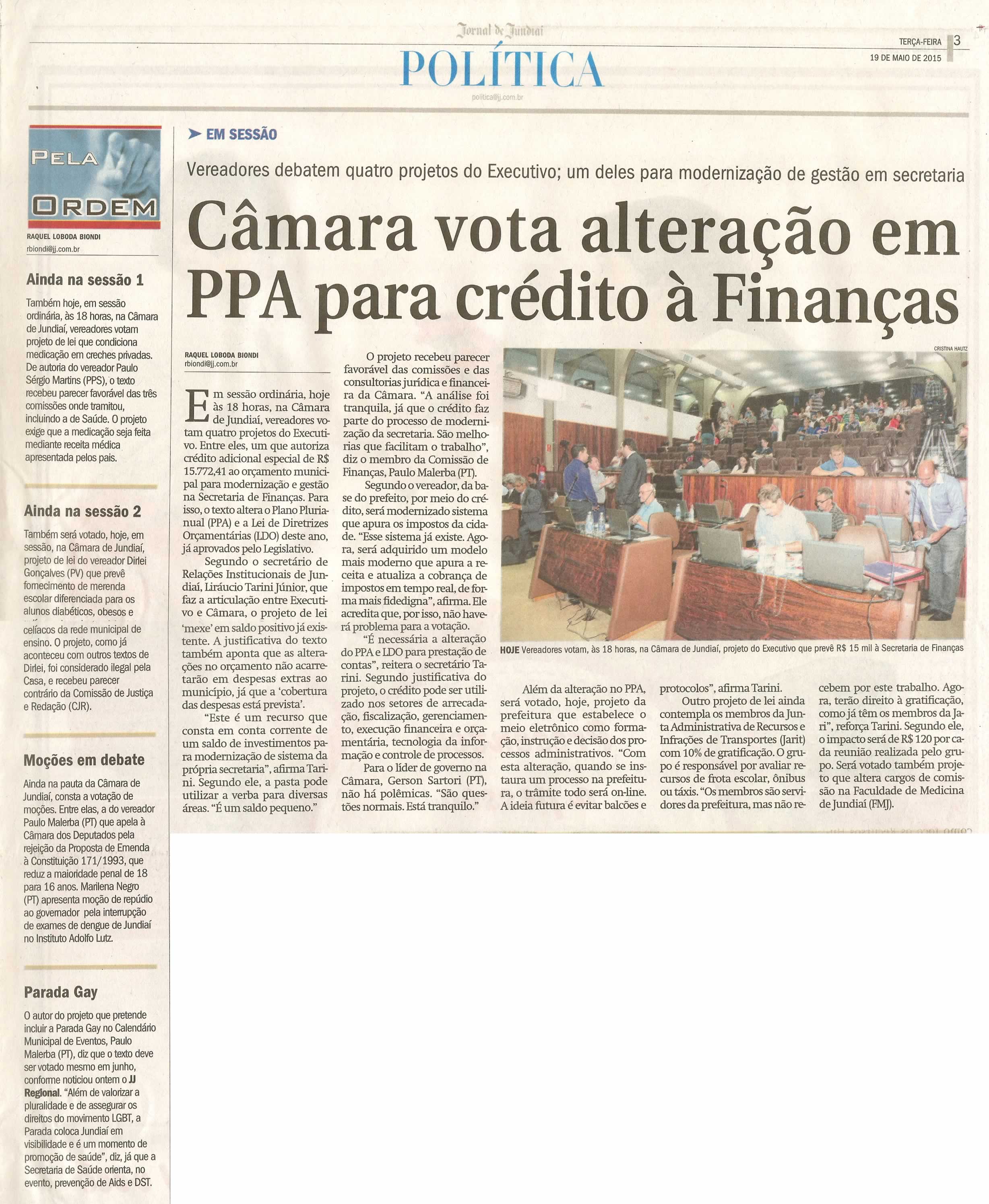  JJ - 19/05/15 - pg 3 - Câmara vota alteração em PPA para crédito à Finanças - pela ordem