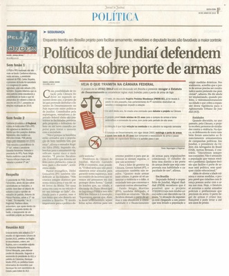JJ - 19/06/15 - pg 3 - política - Políticos de Jundiaí defendem consulta sobre porte de armas - 