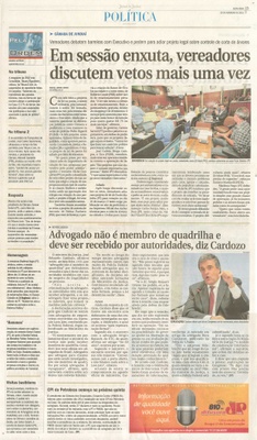 JJ - 20/02/15 - pg 3 - política - Em sessão enxuta, vereadores discutem vetos mais uma vez- 