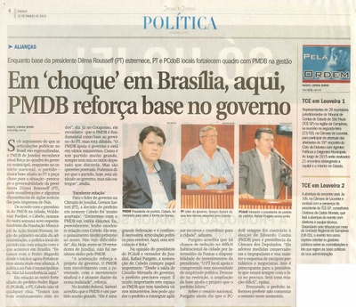 JJ - 21/03/15 - pg 3 - política - Em choque em Brasília, aqui PMDB reforça base no governo - 
