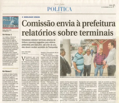 JJ - 21/11/15 - pg 3 - política - Comissão envia à Prefeitura relatórios saobre terminais -