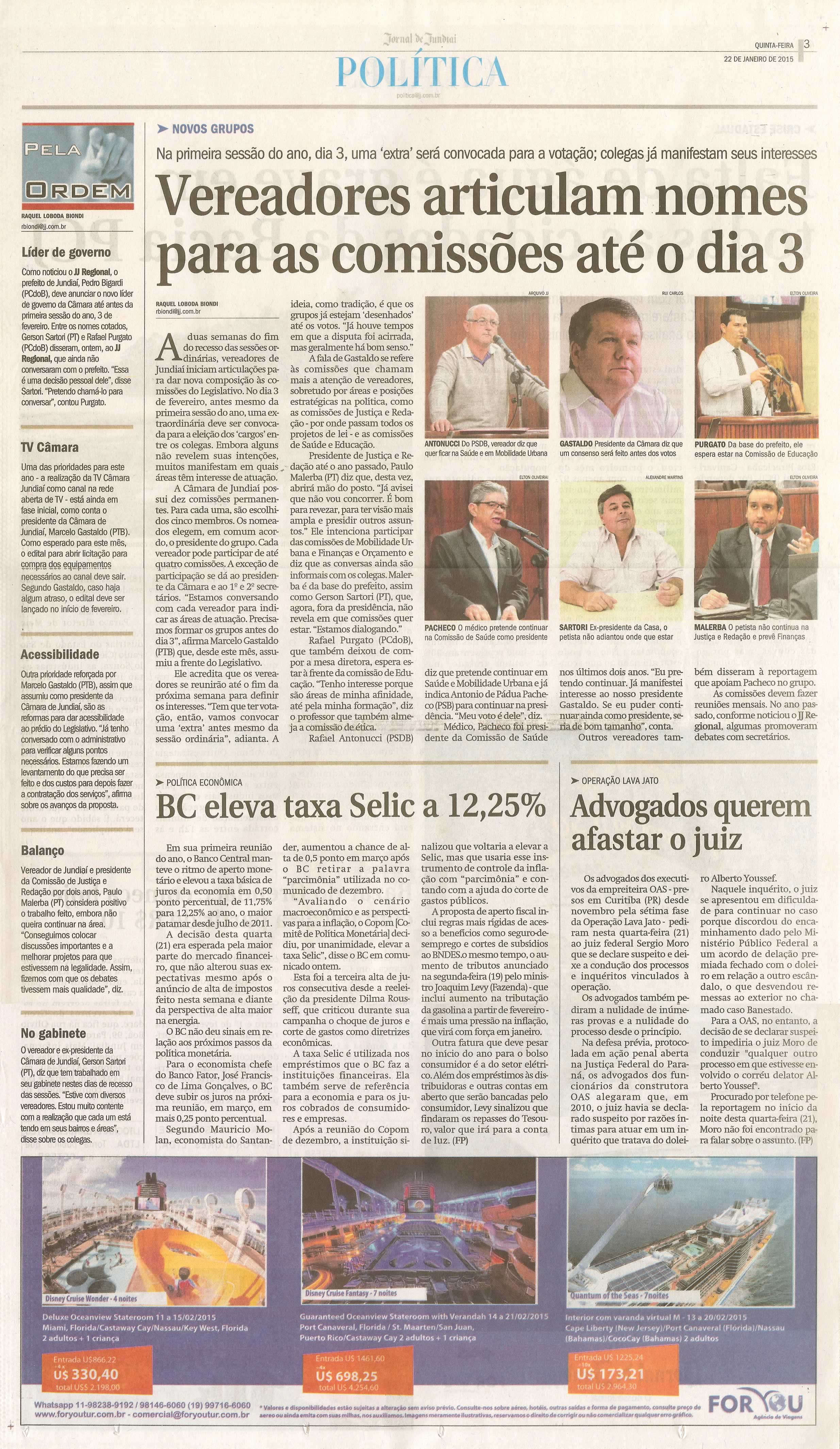 JJ - 22/01/15 - pg 3 - Política - Vereadores articulam nomes para as comissões até o dia 3 -