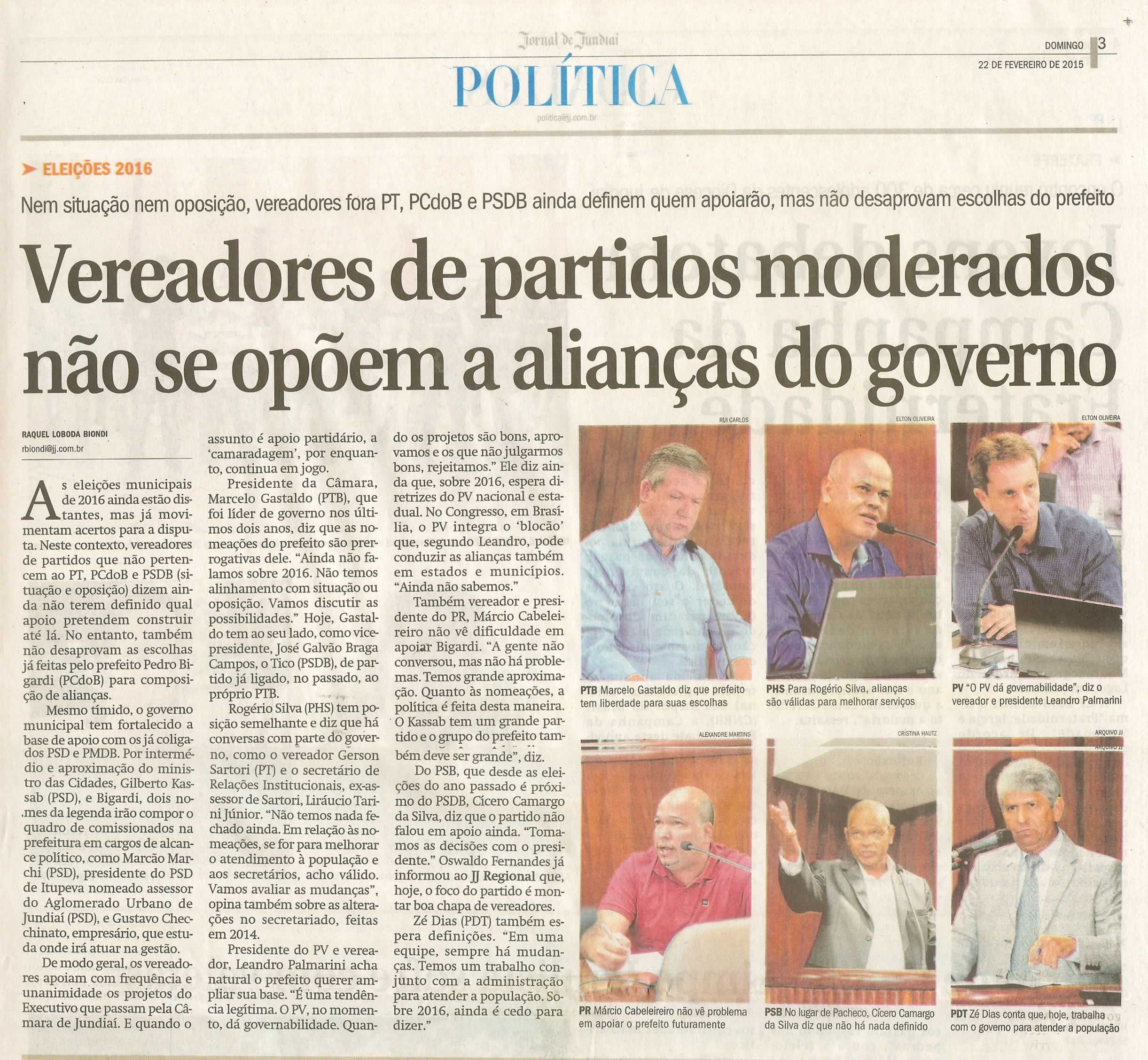 JJ - 22/02/15 - pg 3 - política - Vereadores de partidos moderados não se opõem a alianças do governo - 