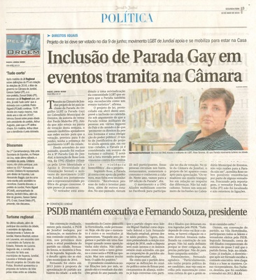  JJ - 18/05/15 - pg 3 - política - Inclusão de Parada Gay em eventos tramita na Câmara - pela ordem