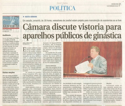 JJ - 23/02/15 - pg 3 - política - Cmara discute vistoria para aparelhos públicos de ginástica -