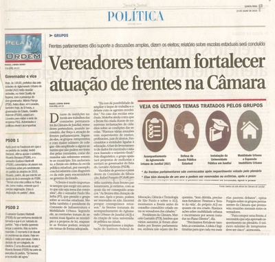 JJ - 23/07/15 - pg 3 - política - Vereadores tentam fortalecer atuação de frentes na Câmara - 
