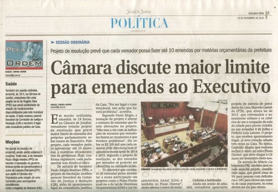 JJ - 23/11/15 - pg 3 - política - Câmara discute maior limite para emendas ao Executivo -
