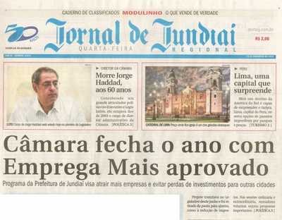  JJ - 23/12/15 - pg 1 - Morre Jorge Haddad, aos 60 anos - Câmara fecha o ano com Emprega Mais aprovado.