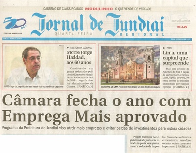  JJ - 23/12/15 - pg 1 - Morre Jorge Haddad, aos 60 anos - Câmara fecha o ano com Emprega Mais aprovado.