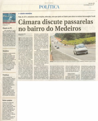 JJ - 24/02/15 - pg 3 - política - Câmara discute passarelas no bairro do medeiros -
