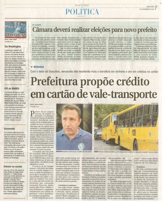  JJ - 24/09/15 - pg 3 - Política - Prefeitura propões crédito em cartão de vale-transporte.