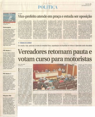  JJ - 25/08/15 - pg 3 - Política - Vereadores retomam pauta e votam curso para motoristas - Pela Ordem.