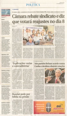 JJ - 25/11/15 - pg 3 - política - Câmara rebate sindicato e diz que votará reajustes no dia 8 - 