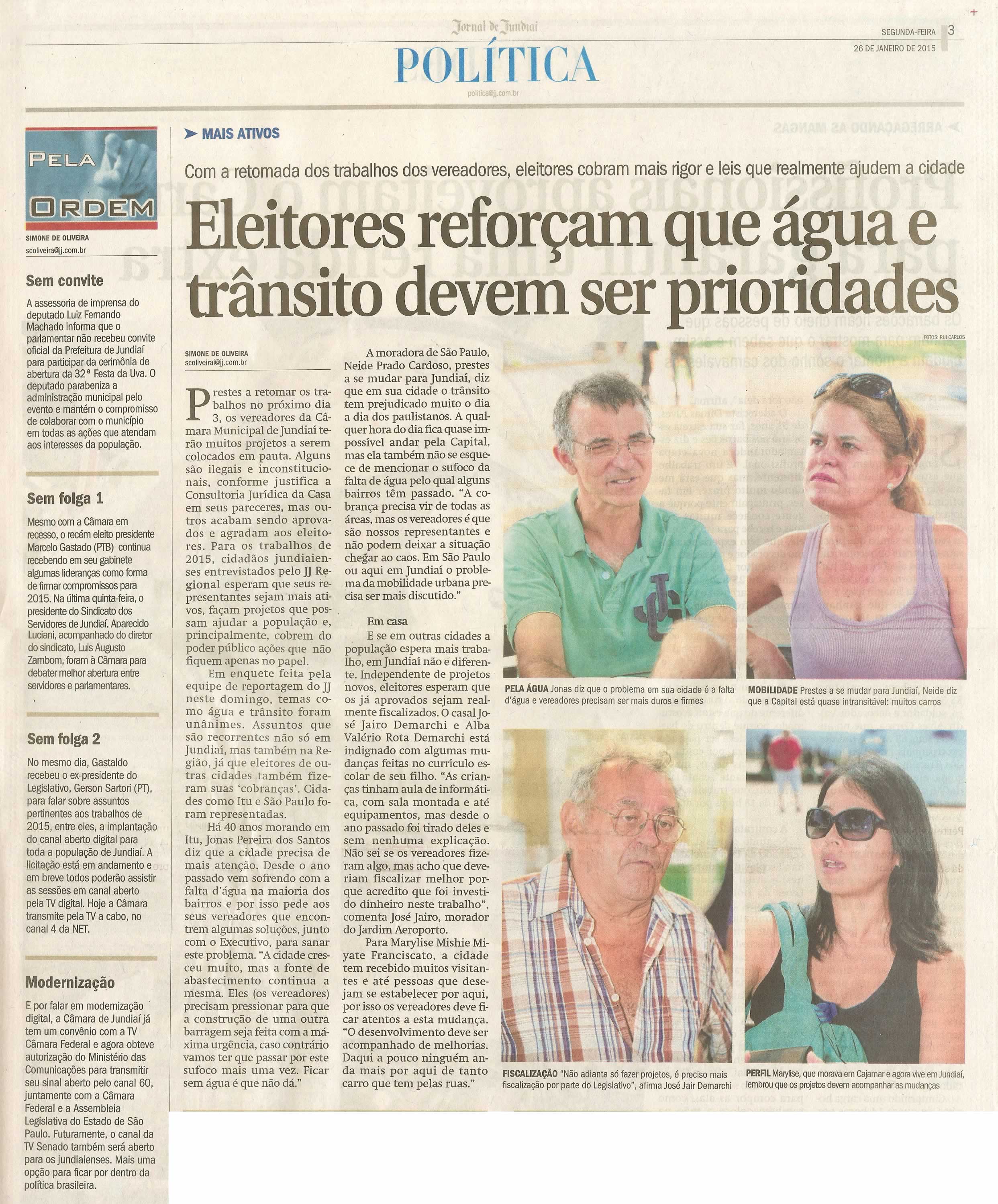 JJ - 26/01/15 - pg 3 - Política - Eleitores reforçam que água e trânsito devem ser prioridades -