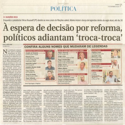  JJ - 27/09/15 - pg 3 - Política - à espera de decisão por reforma, políticos adiantam 'troca-troca'.