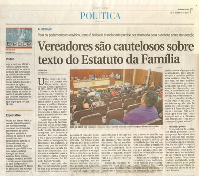  JJ - 28/09/15 - pg 3 - Política - Vereadores são cautelosos sobre texto do Estatuto da Família - Pela Ordem.