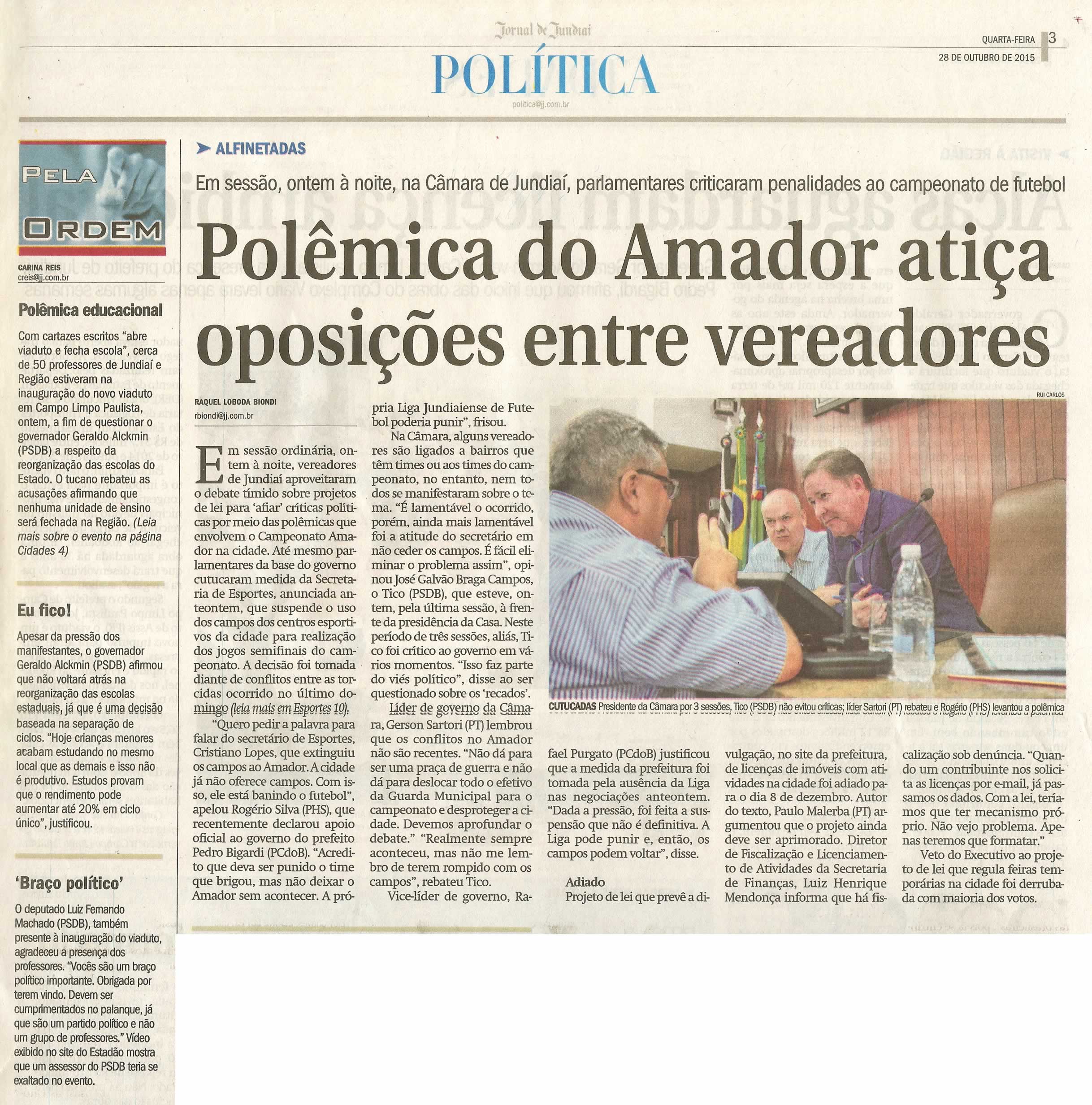 JJ - 28/10/15 - pg 3 - política - Polêmica do Amador atiça oposições entre vereadores -