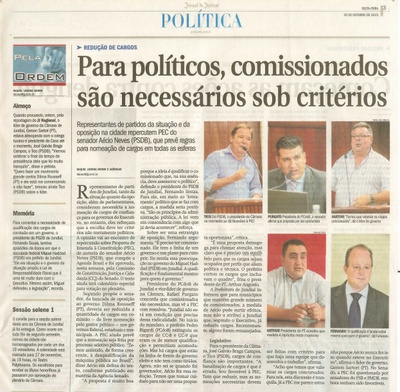 JJ - 30/10/15 - pg 3 - política - Para políticos, comissionados são necessários sob critérios -