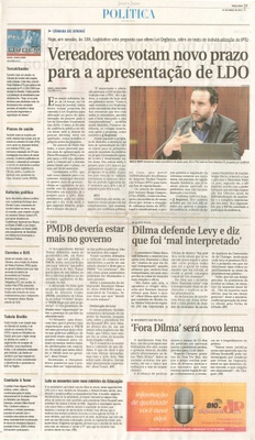 JJ - 31/03/15 - pg 3 - política - Vereadores votam novo prazo para a apresentação de LDO - 