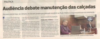  Bom Dia - 25/02/16 - pg 2 - Política - Audiência debate manutenção das calçadas.