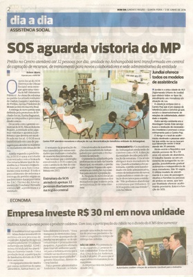 Bom Dia Jundiaí - 02/06/16 - pg 2 - SOS aguarda vistoria do MP - Empresa investe R$ 30 mi em nova unidade -