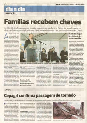 Bom Dia Jundiaí - 11/06/16 - pg 2 - Famílias recebem chaves - Cepagri confirma passagem de tornado -