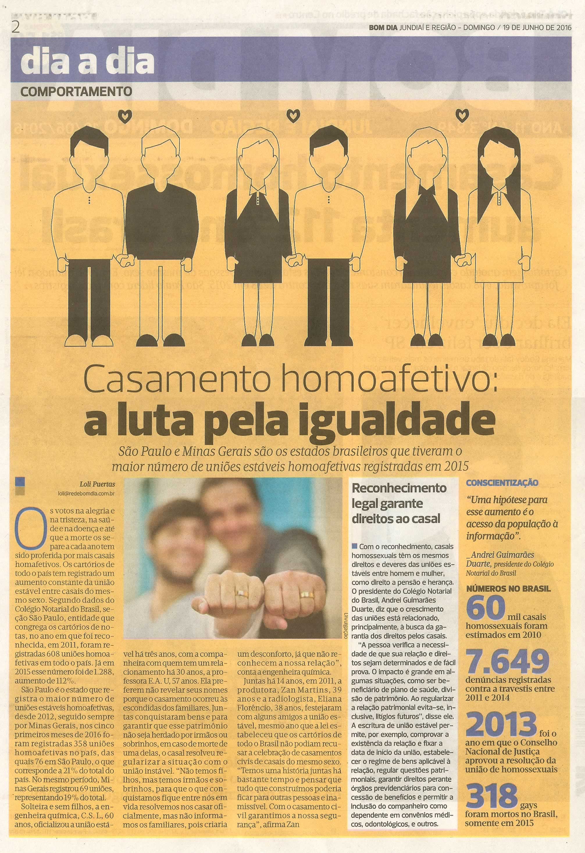 Bom Dia Jundiaí - 19/06/16 - pg 2 - Casamento homoafetivo: a luta pela igualdade -