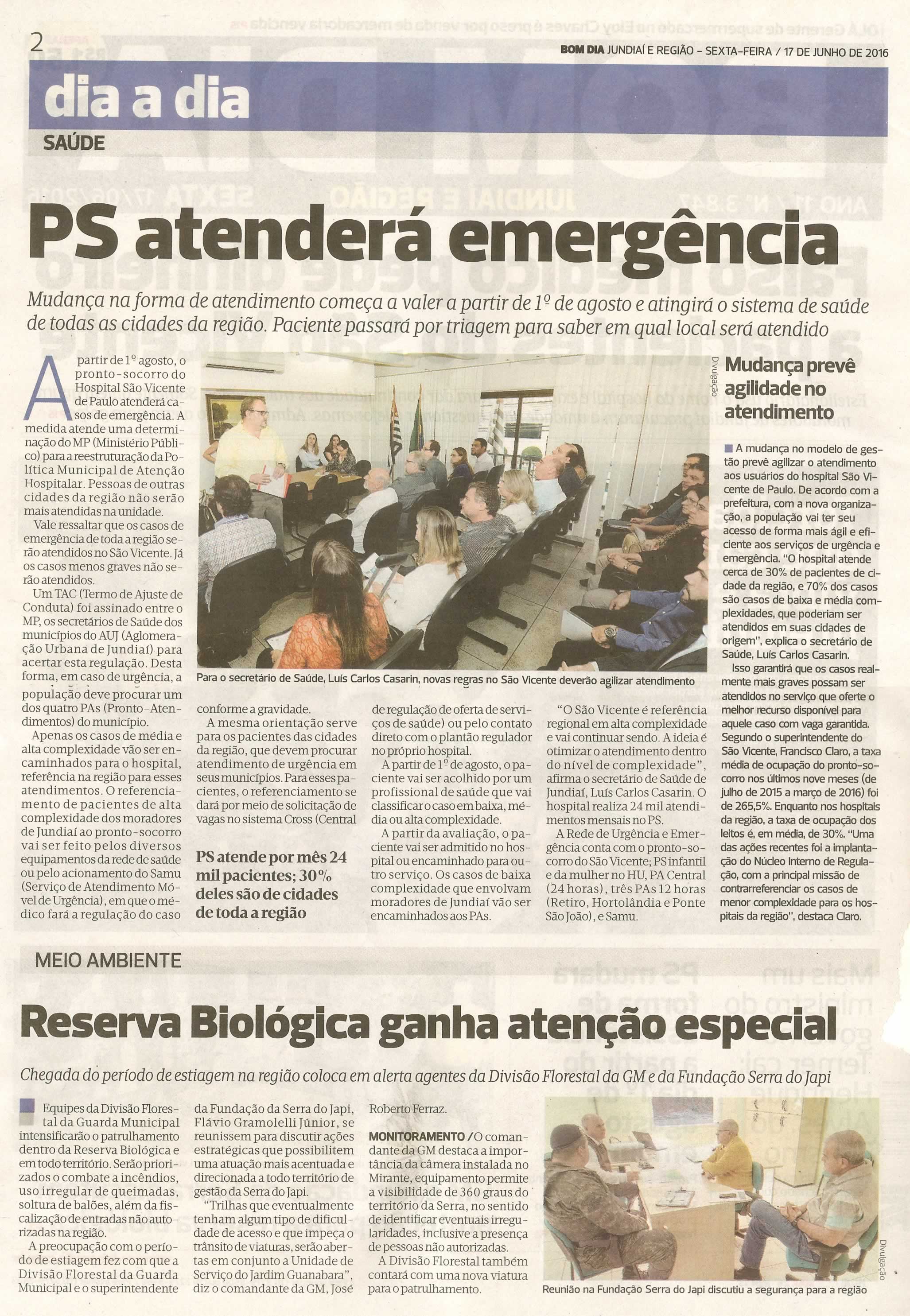 Bom Dia Jundiaí - PS atenderá emergência - Reserva biológica ganha atenção especial -