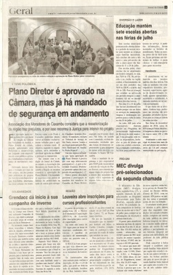 JC - 29/06/16 - pg 2 - Geral - Plano Diretor é aprovado na Câmara, mas já há mandado de segurança em andamento -