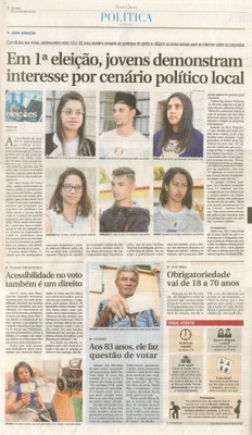 JJ - 01/10/16 - pg 4 - política - Em 1ª eleição, jovens demonstram interesse por cenário político local - Obrigatoriedade vai de 18 a 70 anos - Acessibilidade no voto também pe um direito - 