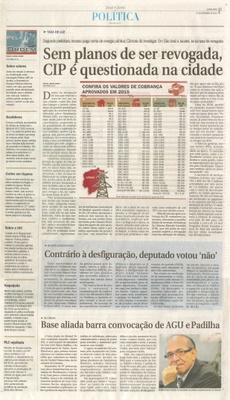JJ - 01/12/16 - pg 3 - política - Sem planos de ser revogada, CIP é questionada na cidade -