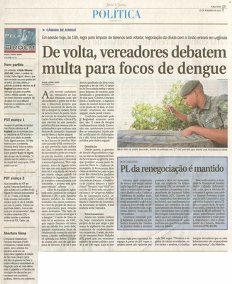 JJ - 02/02/16 - pg 3 - política - De volta, vereadores debatem multa para focos de dengue -
