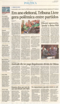 JJ - 02/03/16 - pg 3 - política - Em ano eleitoral, Tribuna Livre gera polêmica entre partidos - Eliezer aproveita janela e deixa PRB - 